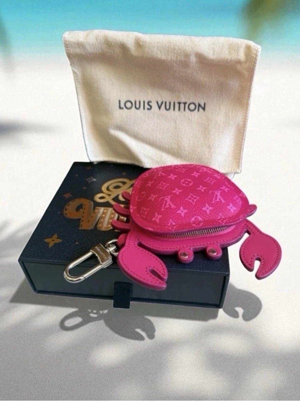 Louis Vuitton LV Crab Bag Charm Monogram Rose Pondichery Pink